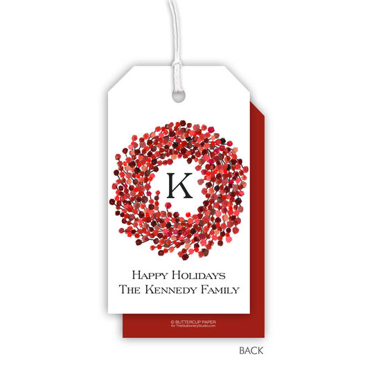 Red Berry Wreath Hanging Gift Tags